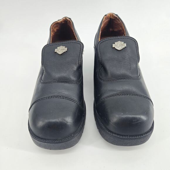 Vintage Harley Davidson Slip On Chunky Mule Size 6 Leather Y2K Biker Edgy Rock - Picture 2 of 13